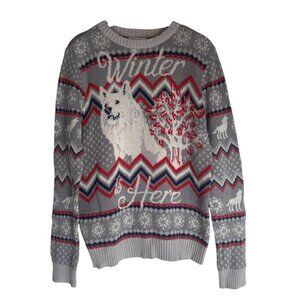 HBO Game Of Thrones Winter Is Here Direwolf House Stark Sweater Woman Size Med.
